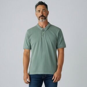 James Perse Standard Sueded Jersey Polo Shirt Men XXL Green Short Sleeve USA